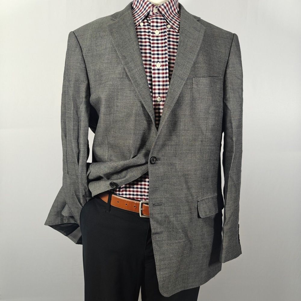 Hart Schaffner Marx Men's Sport Coat Blazer Two Button Gray Silk Wool? Sz 46L
